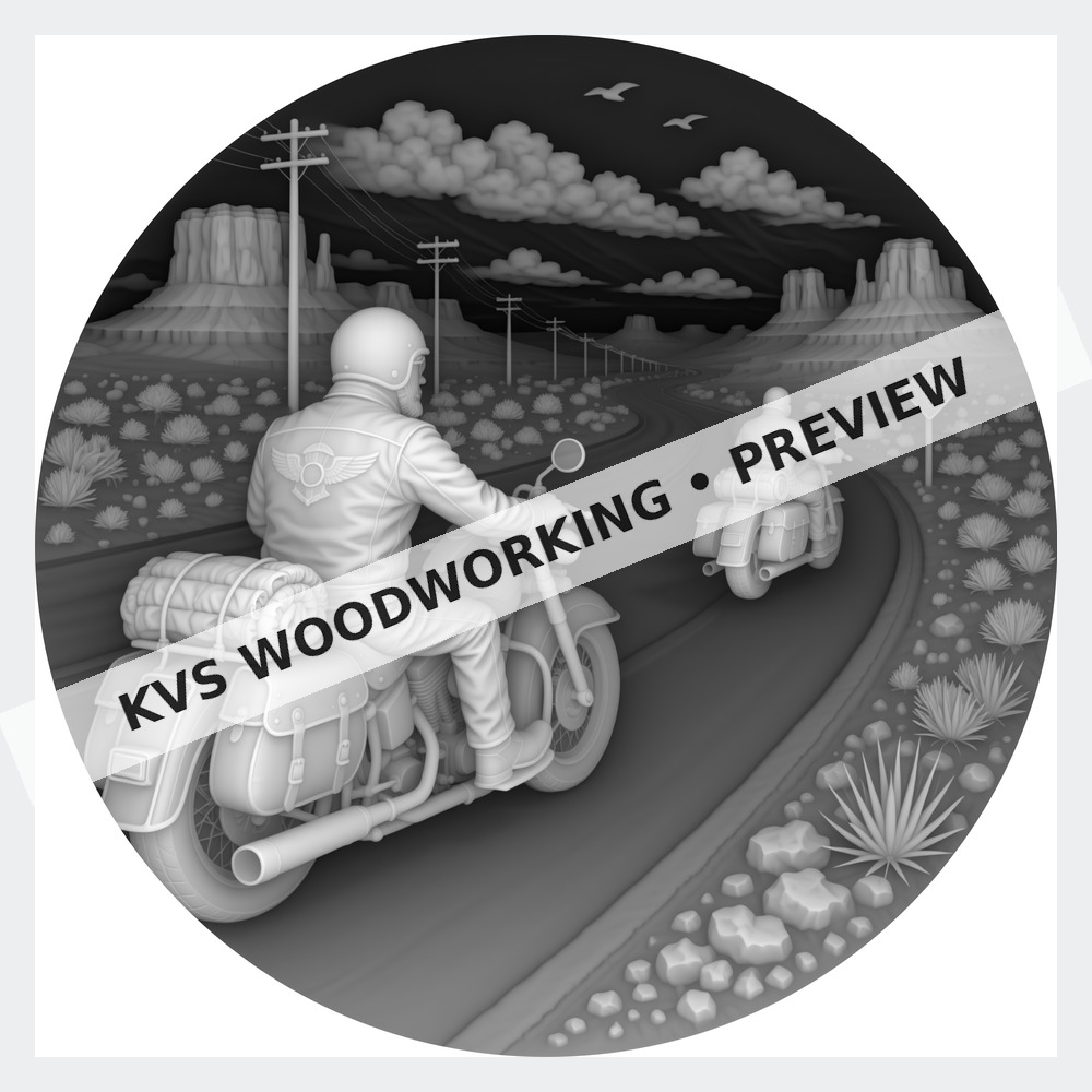 Watermarked grayscale preview of Route 66 — Motorcycle Ride through the Desert digital coin design