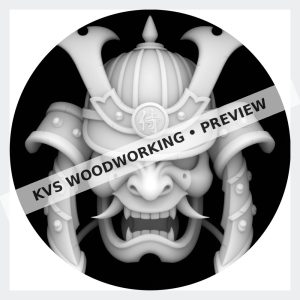 Watermarked grayscale preview of Samurai Fang Mask digital coin design