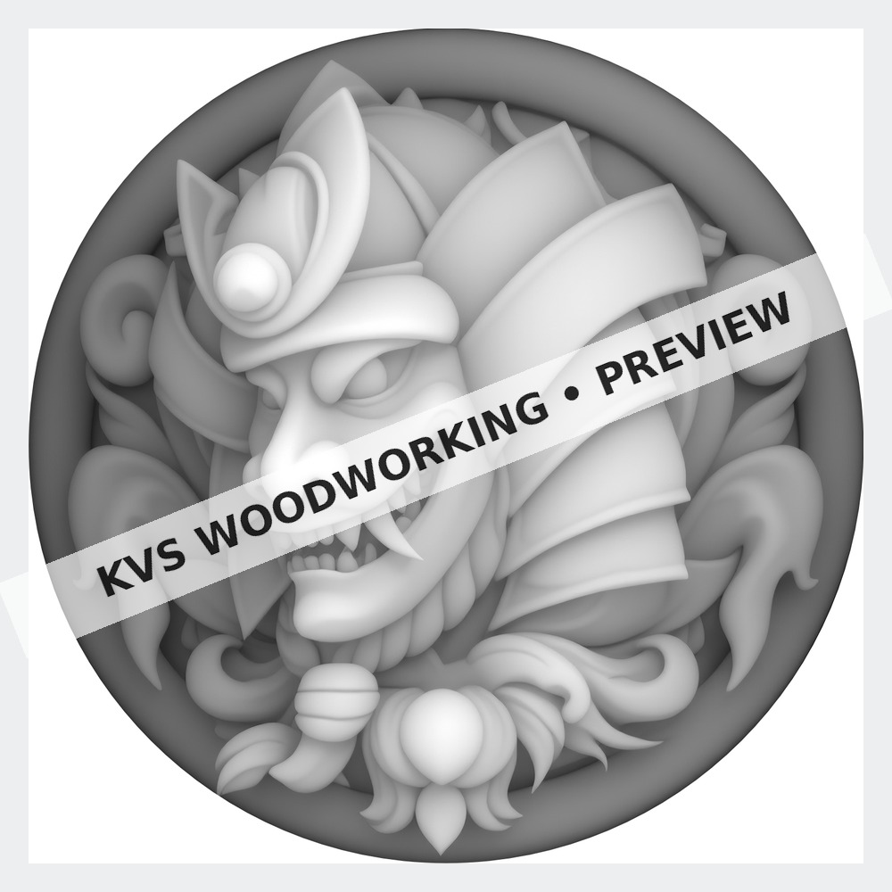 Watermarked grayscale preview of Samurai Mask — Side Profile digital coin design