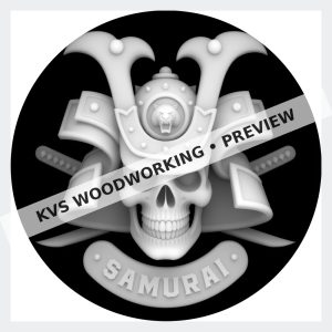 Watermarked grayscale preview of Samurai Skull Helmet digital coin design