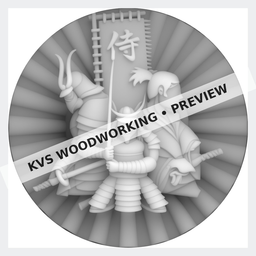 Watermarked grayscale preview of Samurai Warriors — Back to Back digital coin design