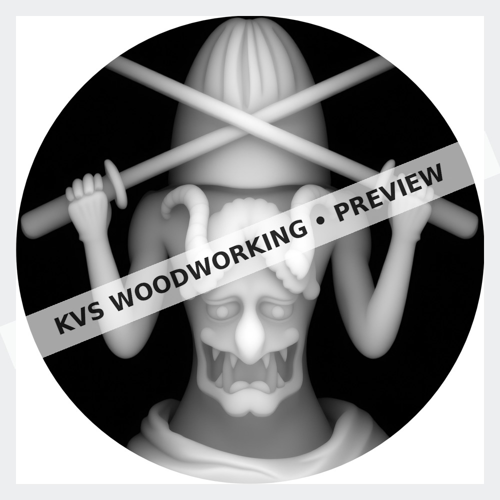 Watermarked grayscale preview of Samurai Woman — Crossed Swords digital coin design