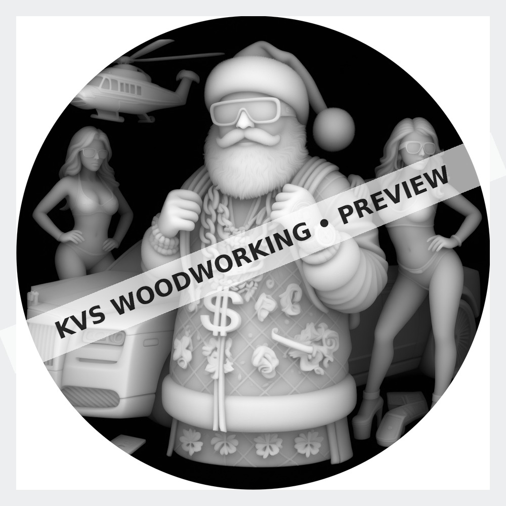 Watermarked grayscale preview of Santa Bling — Holiday Hustle digital coin design