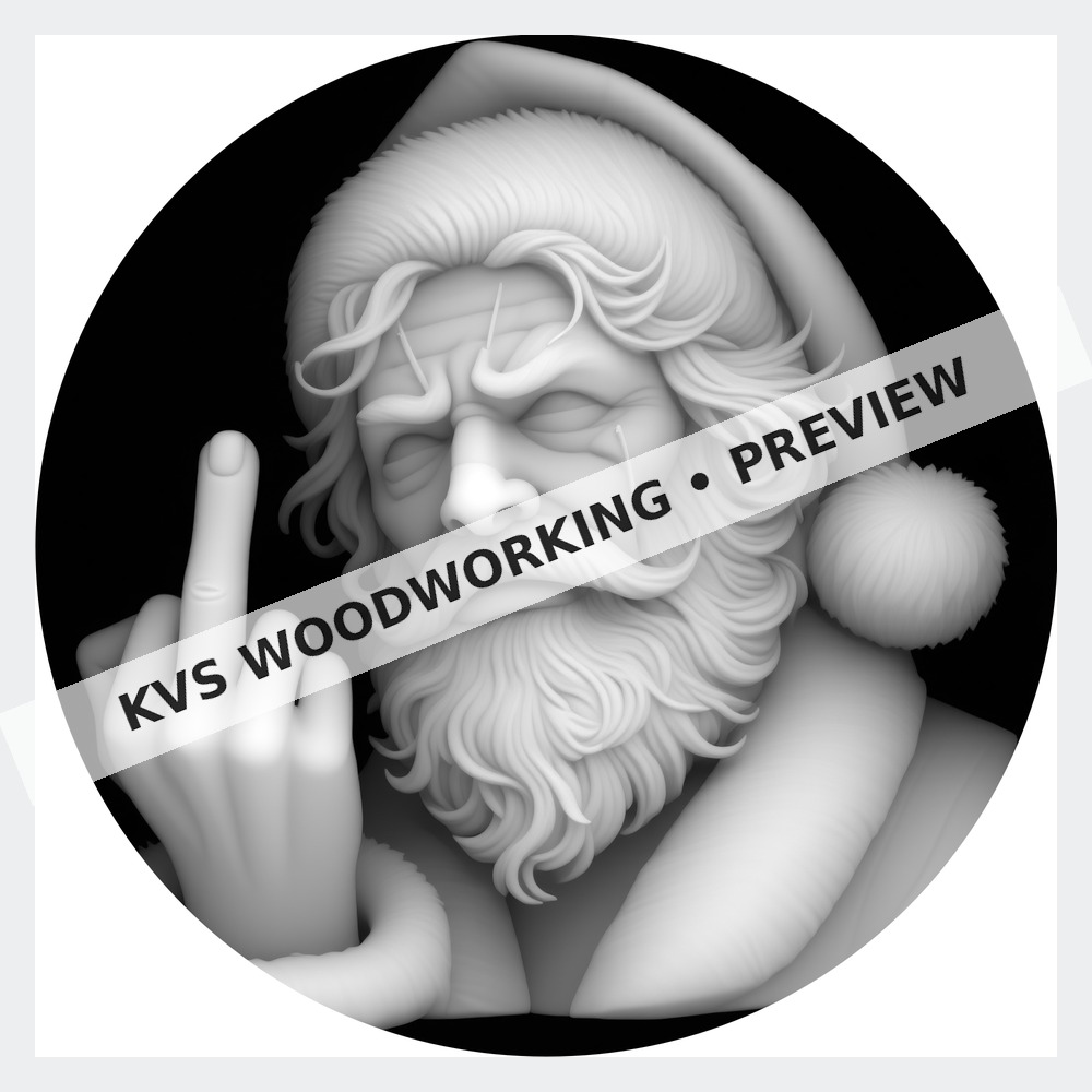 Watermarked grayscale preview of Santa — Middle Finger digital coin design