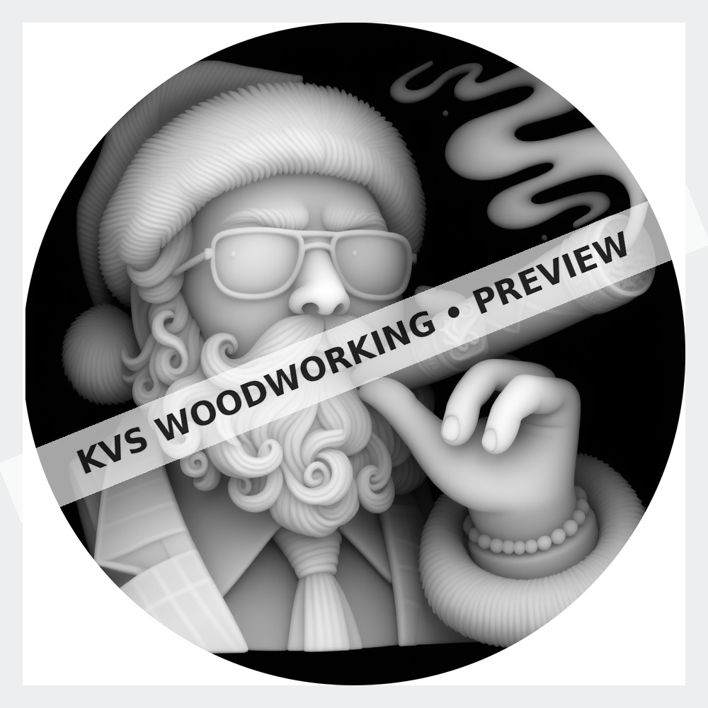 Watermarked grayscale preview of Santa — Smoke and Swagger digital coin design