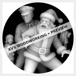 Watermarked grayscale preview of Santa Under Arrest digital coin design