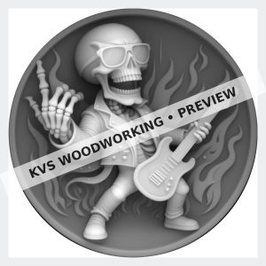 Watermarked grayscale preview of Skull Rocker — Horns Up digital coin design