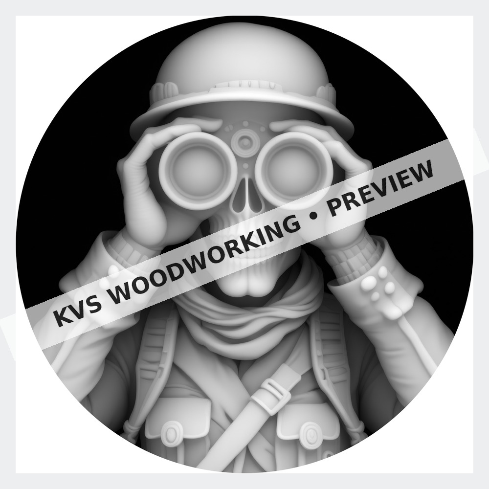 Watermarked grayscale preview of Skull Soldier — Binocular Watch digital coin design