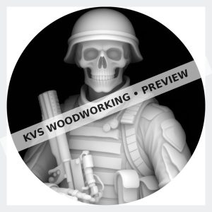 Watermarked grayscale preview of Skull Soldier — Helmet and Rifle digital coin design