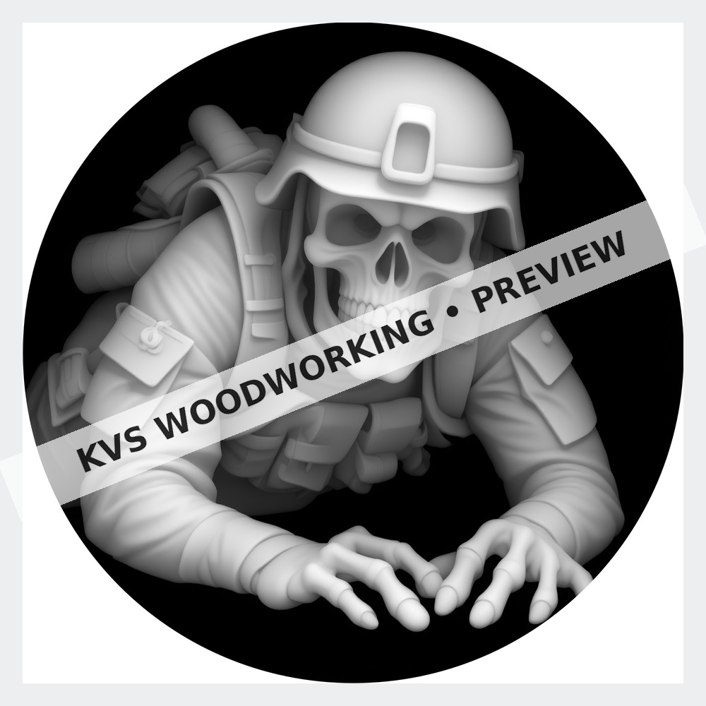 Watermarked grayscale preview of Skull Soldier — Low Crawl digital coin design