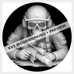 Watermarked grayscale preview of Skull Soldier — Rifle at the Ready digital coin design