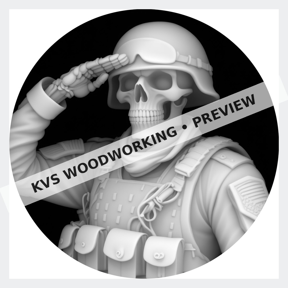 Watermarked grayscale preview of Skull Soldier — Salute digital coin design