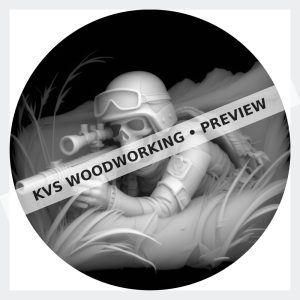 Watermarked grayscale preview of Skull Soldier — Through the Scope digital coin design