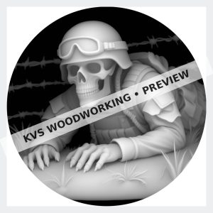 Watermarked grayscale preview of Skull Soldier — Under the Wire digital coin design