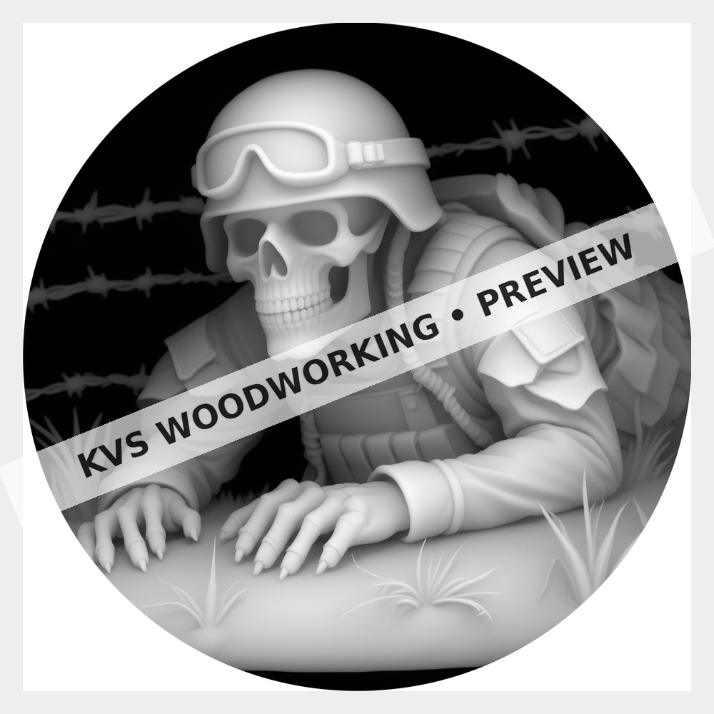 Watermarked grayscale preview of Skull Soldier — Under the Wire digital coin design
