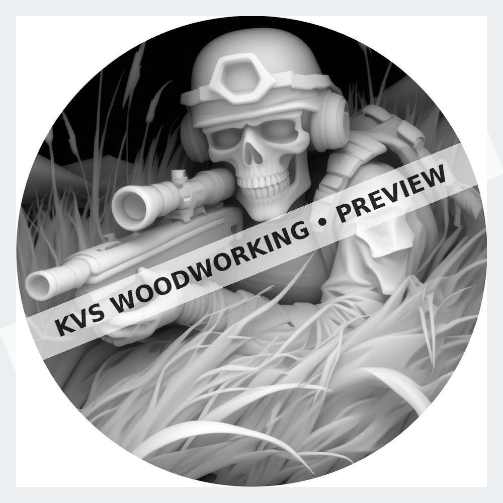Watermarked grayscale preview of Skull Soldier — Waiting in the Grass digital coin design