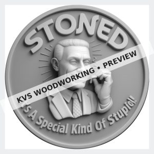 Watermarked grayscale preview of Stoned — A Special Kind of Stupid digital coin design