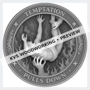 Watermarked grayscale preview of Temptation — It Pulls Down digital coin design