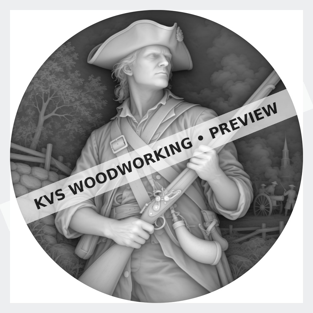 Watermarked grayscale preview of The Minuteman — Colonial Patriot digital coin design