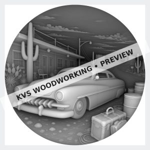 Watermarked grayscale preview of The Mother Road — Classic at the Service Station digital coin design