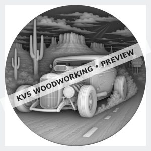Watermarked grayscale preview of The Mother Road — Desert Hot Rod digital coin design