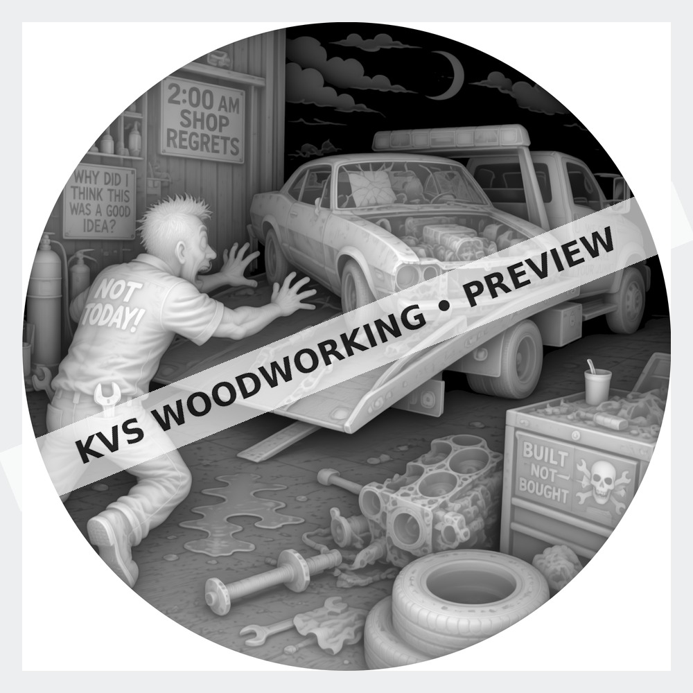 Watermarked grayscale preview of The Wrench Thrower — 2 A.M. Shop Regrets digital coin design