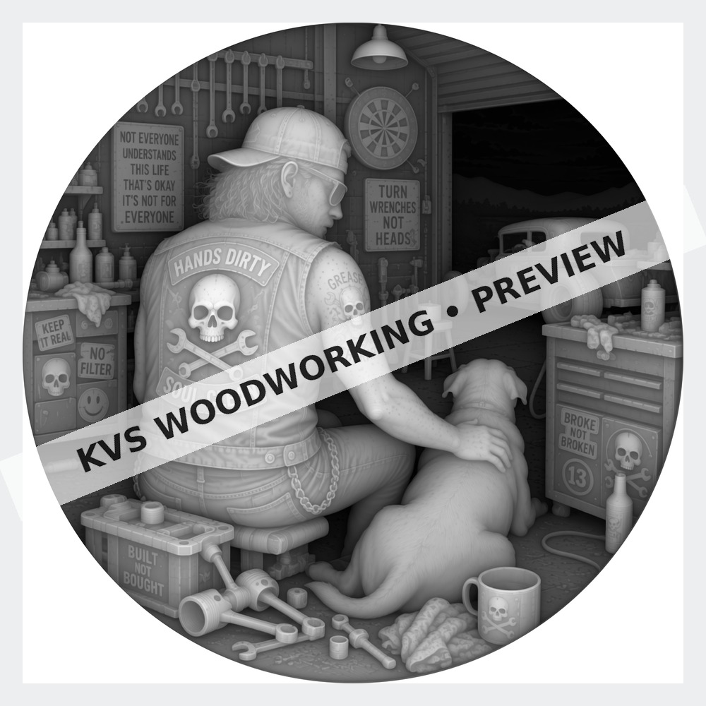 Watermarked grayscale preview of The Wrench Thrower — Cool Beans Garage digital coin design