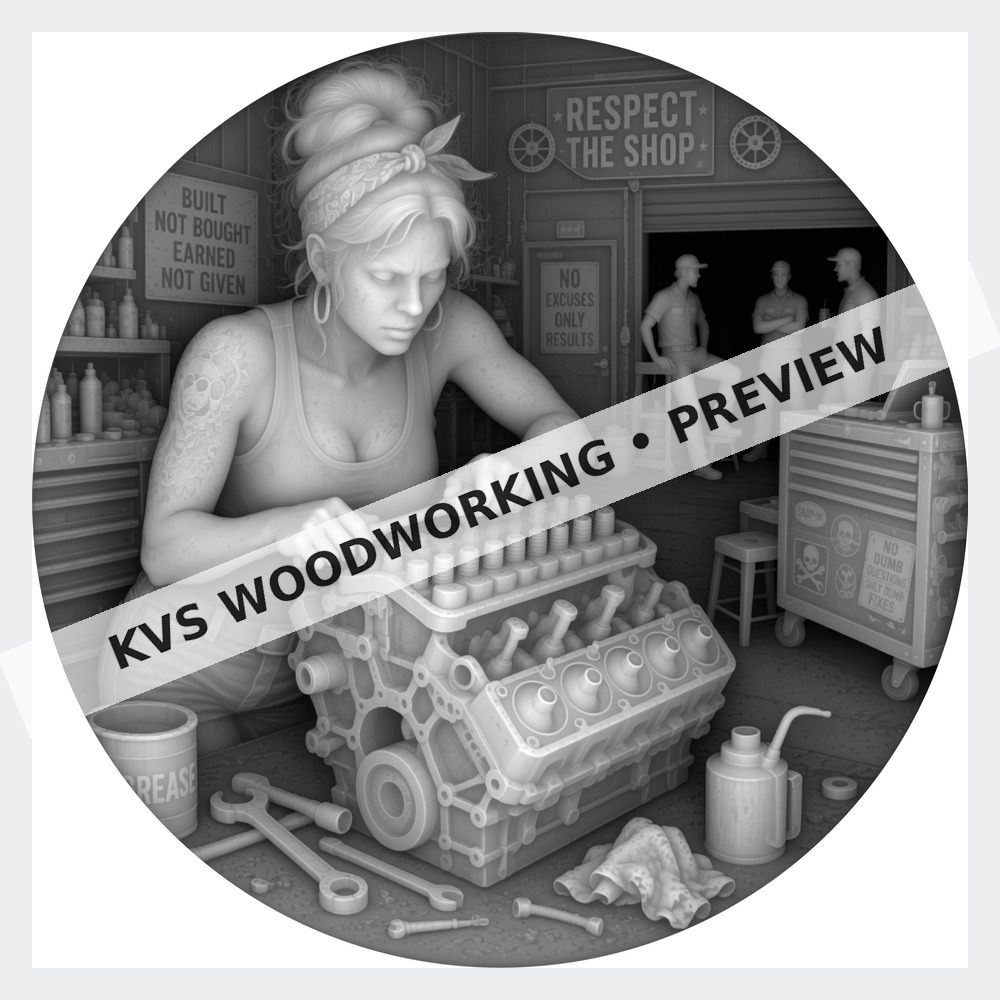 Watermarked grayscale preview of The Wrench Thrower — Engine Rebuild digital coin design
