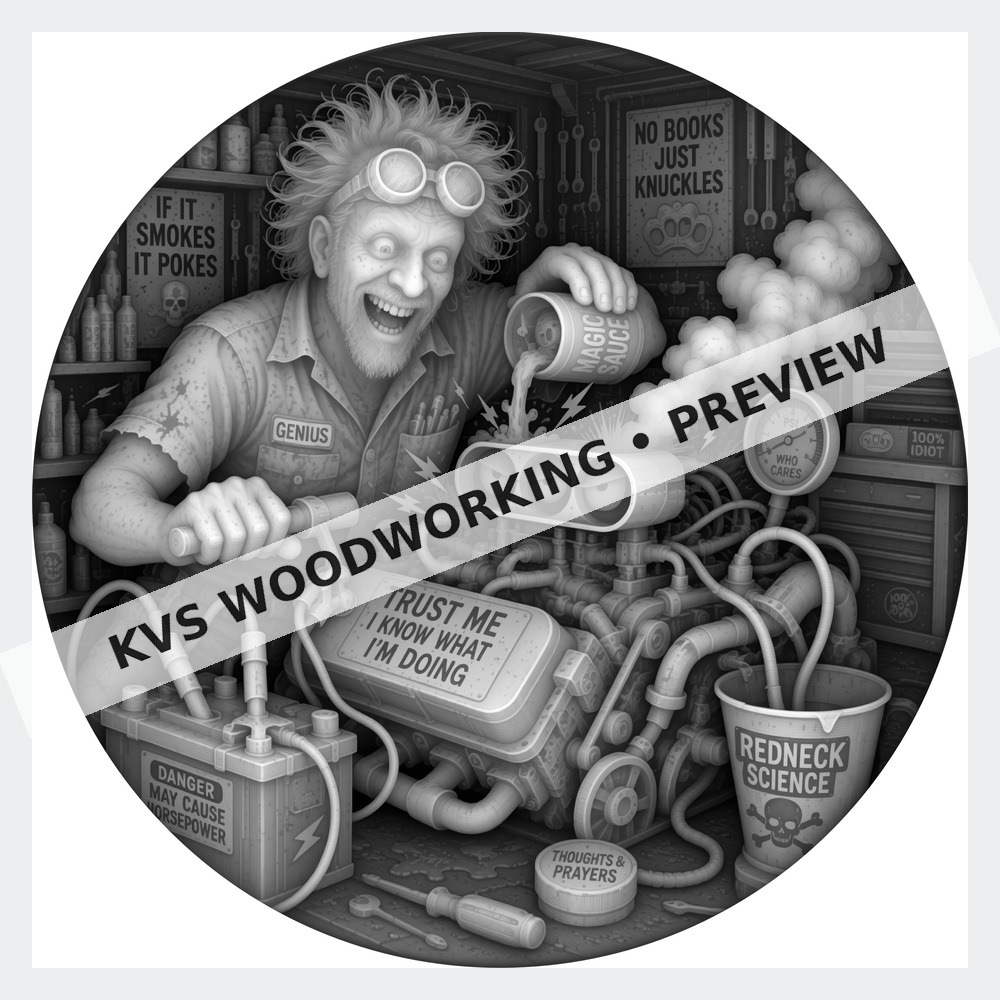 Watermarked grayscale preview of The Wrench Thrower — Redneck Science digital coin design