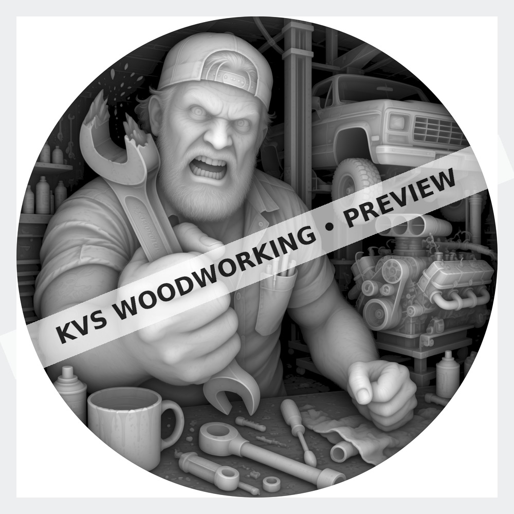 Watermarked grayscale preview of The Wrench Thrower — Wrench in Your Face digital coin design