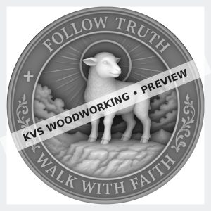 Watermarked grayscale preview of Walk with Faith — Lamb and Cross digital coin design