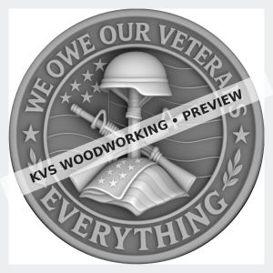 Watermarked grayscale preview of We Owe Our Veterans Everything digital coin design