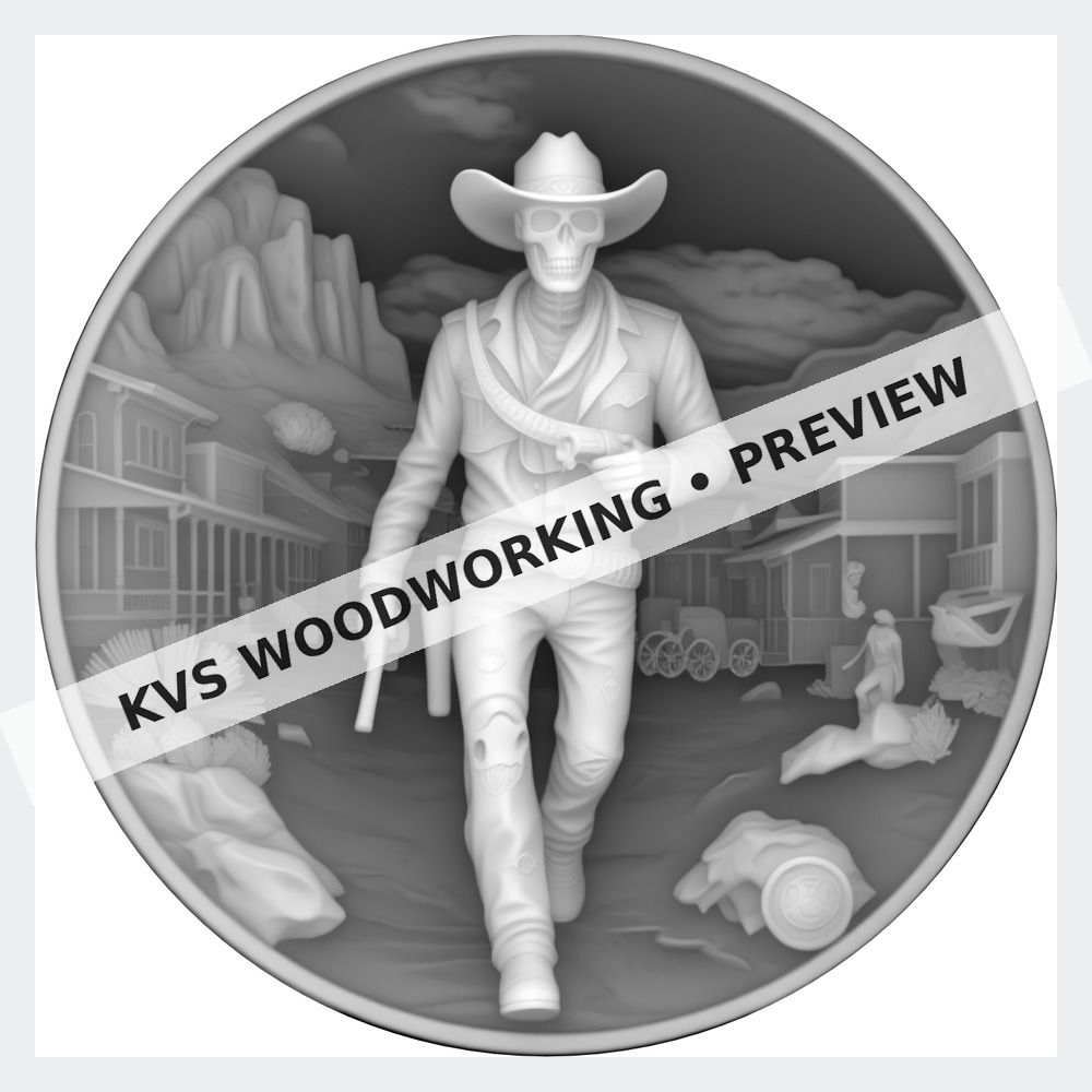 Watermarked grayscale preview of Wild West — Ghost Town Gunslinger digital coin design