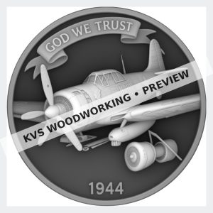 Watermarked grayscale preview of WWII Fighter — 1944 digital coin design
