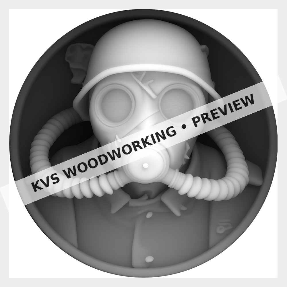 Watermarked grayscale preview of WWII Soldier — Gas Mask digital coin design