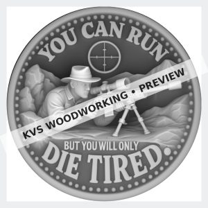 Watermarked grayscale preview of You Can Run — But You Will Only Die Tired digital coin design